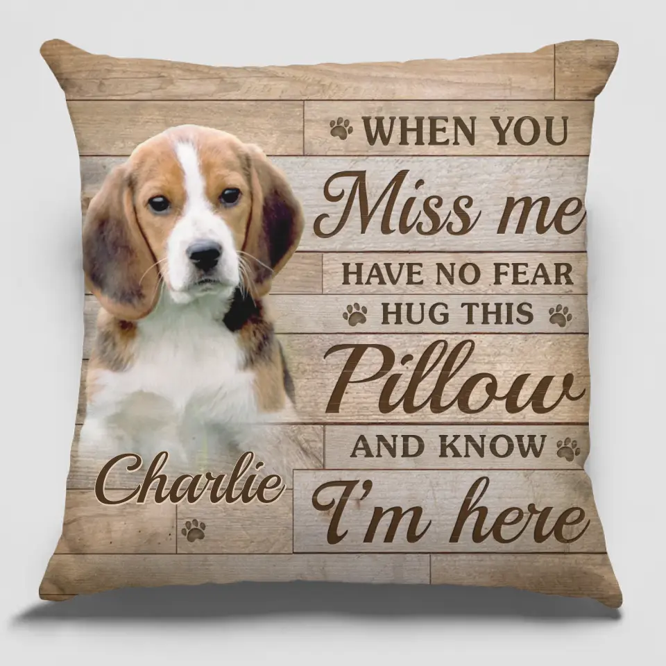 Photo personnalisée « Je te garderai toujours dans mon cœur » - Coussin personnalisé commémoratif - Cadeau de condoléances, cadeau pour les propriétaires d'animaux de compagnie, les amoureux des animaux