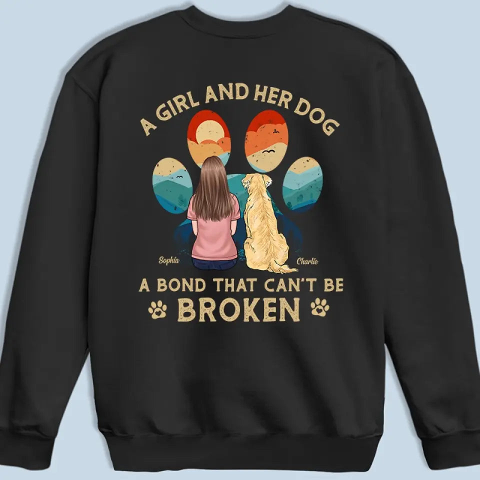 Un lien indéfectible - T-shirt, sweat à capuche et sweat-shirt unisexe personnalisé avec imprimé au dos pour chien - Cadeau pour propriétaires et amoureux des animaux