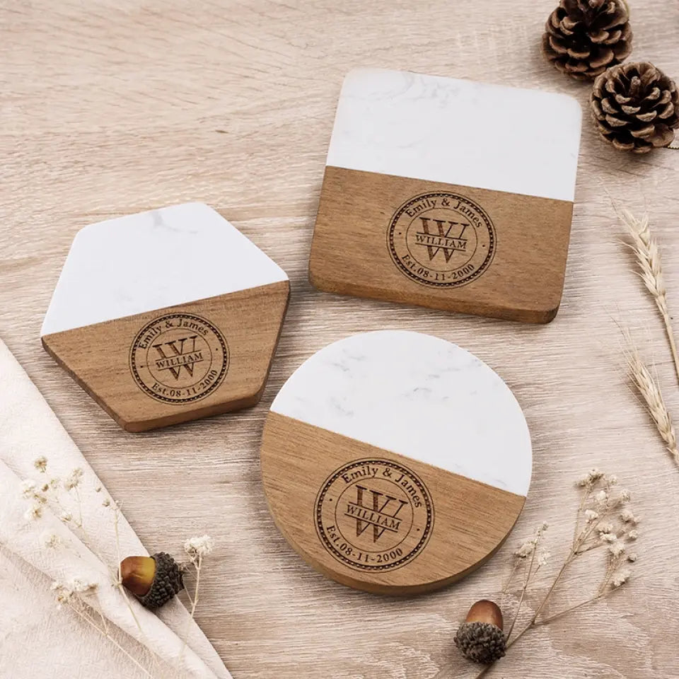 L'amour a été fait pour toi et moi - Dessous de verre en bois et marbre personnalisé pour couple - Cadeau pour mari et femme, anniversaire