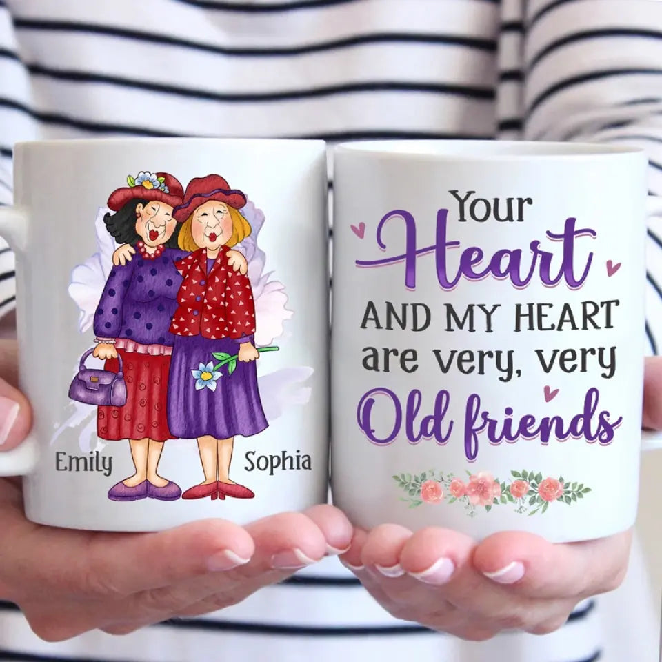Ton cœur et mon cœur sont de très vieux amis - Mug personnalisé Bestie - Cadeau pour meilleures amies, BFF, sœurs