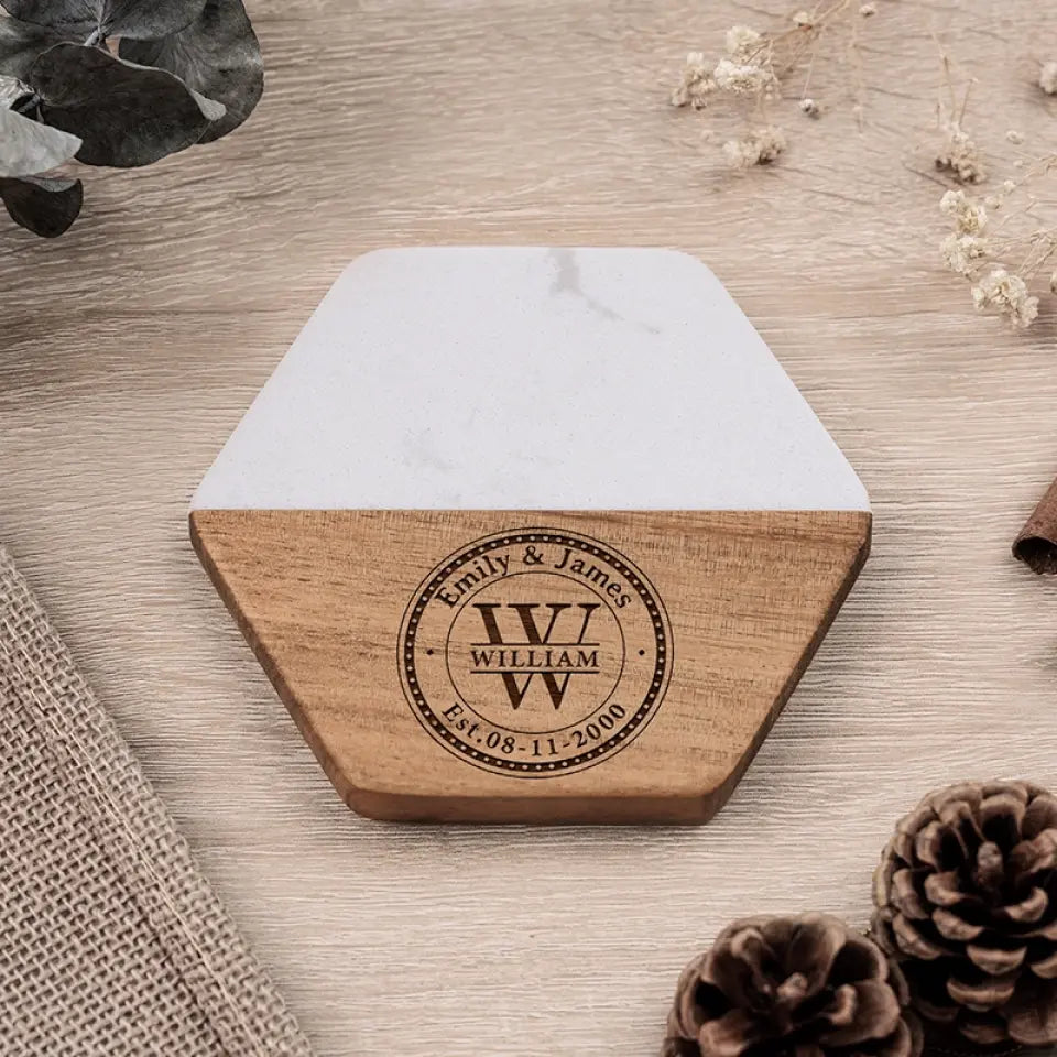 L'amour a été fait pour toi et moi - Dessous de verre en bois et marbre personnalisé pour couple - Cadeau pour mari et femme, anniversaire