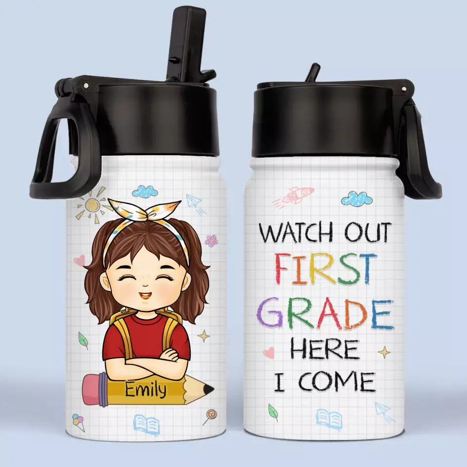 Attention CP, j'arrive ! - Gourde personnalisée pour enfant - Cadeau de rentrée scolaire pour enfant et petit-enfant