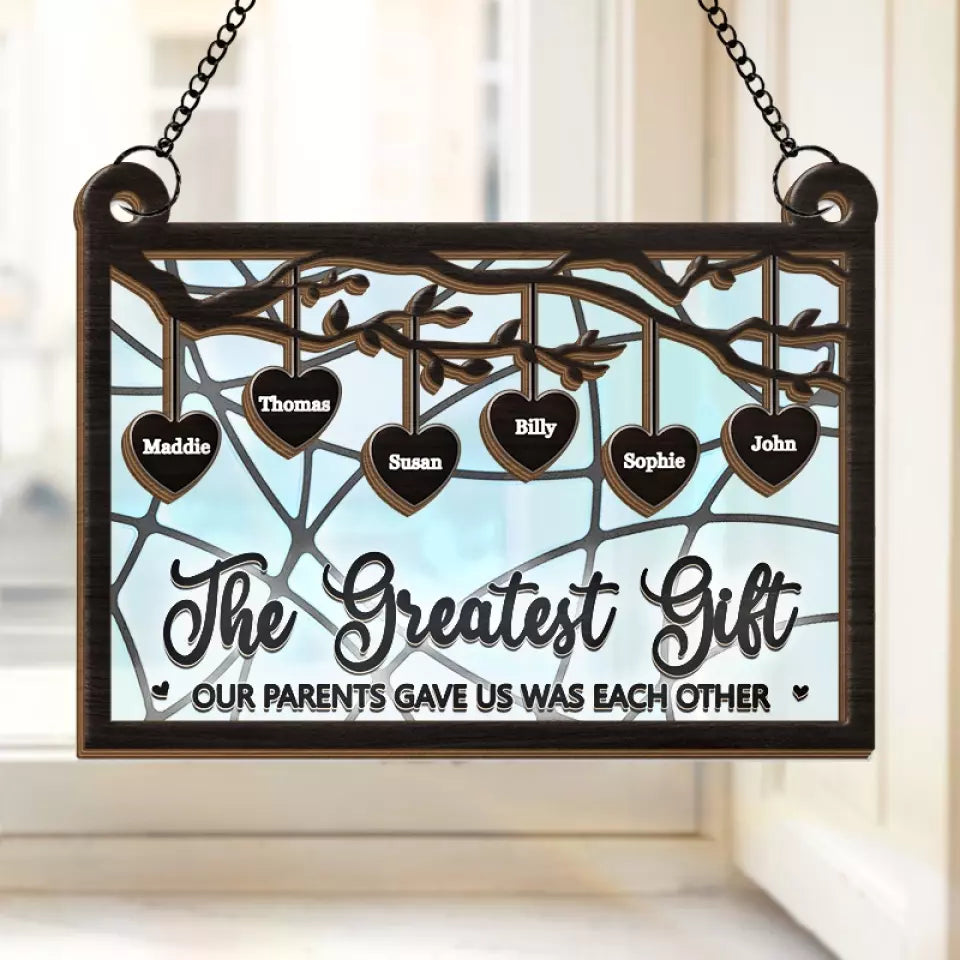 Le plus beau cadeau de nos parents - Attrape-soleil personnalisé à suspendre à la fenêtre - Cadeau pour les membres de la famille