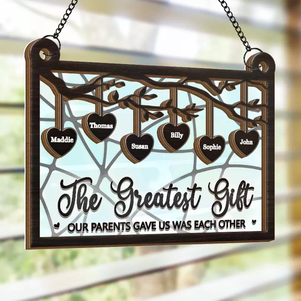 Le plus beau cadeau de nos parents - Attrape-soleil personnalisé à suspendre à la fenêtre - Cadeau pour les membres de la famille