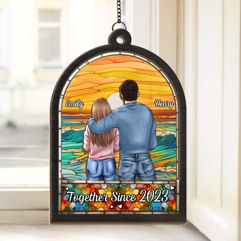 J'arrêterai le monde et fondrai avec toi - Attrape-soleil personnalisé à suspendre à la fenêtre - Cadeau pour mari et femme, anniversaire