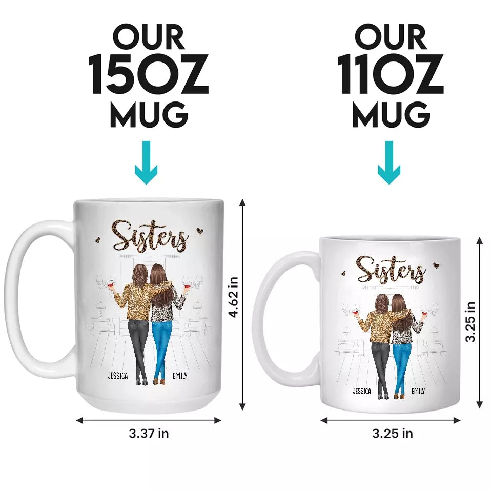 Sœurs de cœur, amies par choix - Mug personnalisé pour sœurs - Cadeau pour sœurs, frères et sœurs