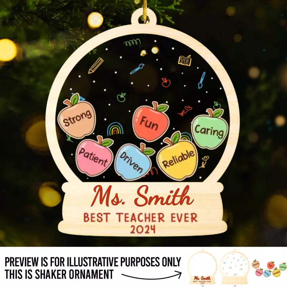 L'éducation, c'est la vie - Ornement shaker personnalisé à 3 couches pour enseignant - Cadeau de Noël pour enseignant