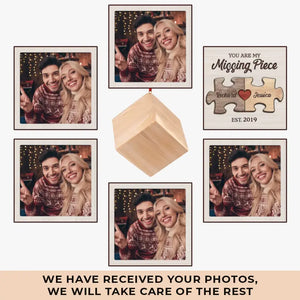 Photo personnalisée « Tu es ma pièce manquante » – Ornement en bois personnalisé pour couple – Cadeau de Noël pour mari et femme, anniversaire