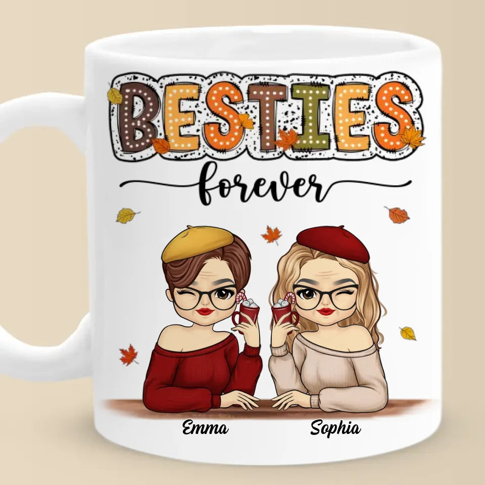 Bonjour, Automne - Mug personnalisé Besties - Cadeau d'automne pour meilleures amies, BFF, sœurs