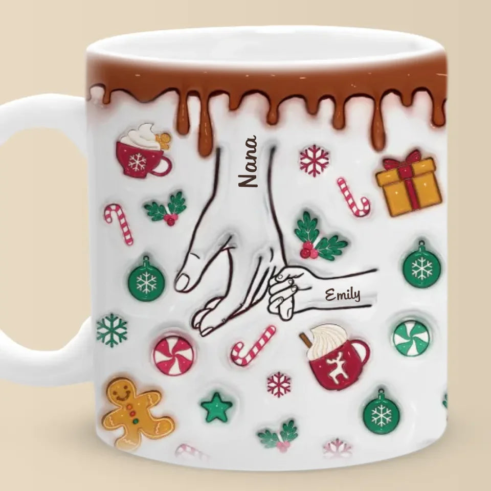 Tasse personnalisée en 3D avec effet gonflé « Home For The Holidays » - Cadeau de Noël pour maman et grand-mère