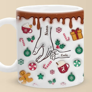 Tasse personnalisée en 3D avec effet gonflé « Home For The Holidays » - Cadeau de Noël pour maman et grand-mère
