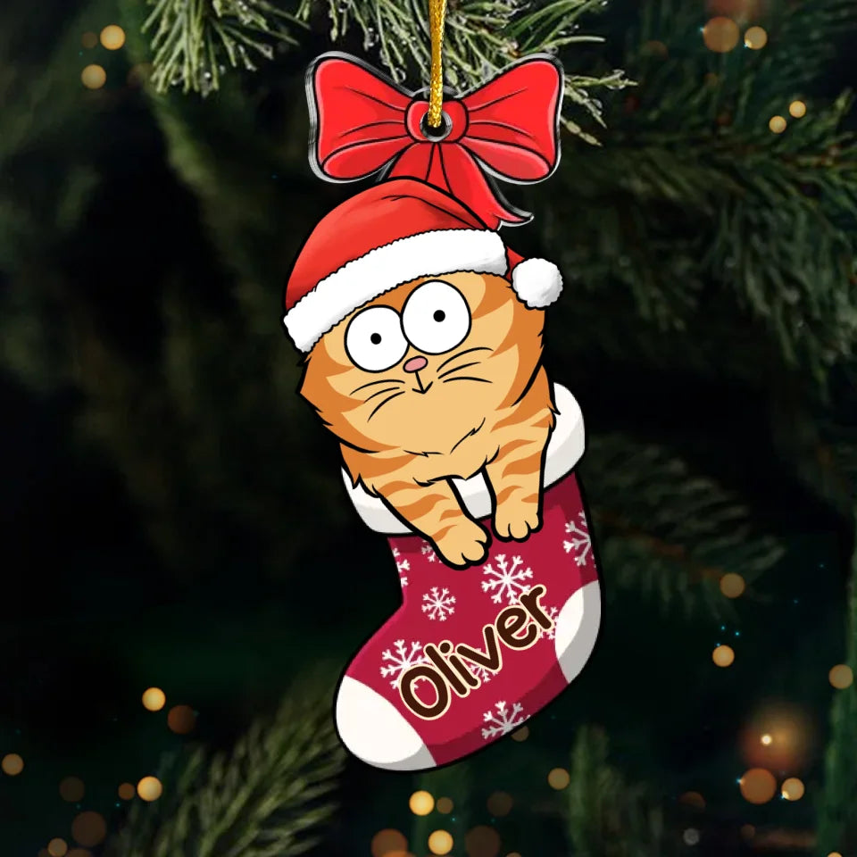 Les fêtes de fin d'année sont plus agréables avec les chats ! Décoration personnalisée en acrylique pour chat ! Cadeau de Noël pour les propriétaires et les amoureux des animaux.