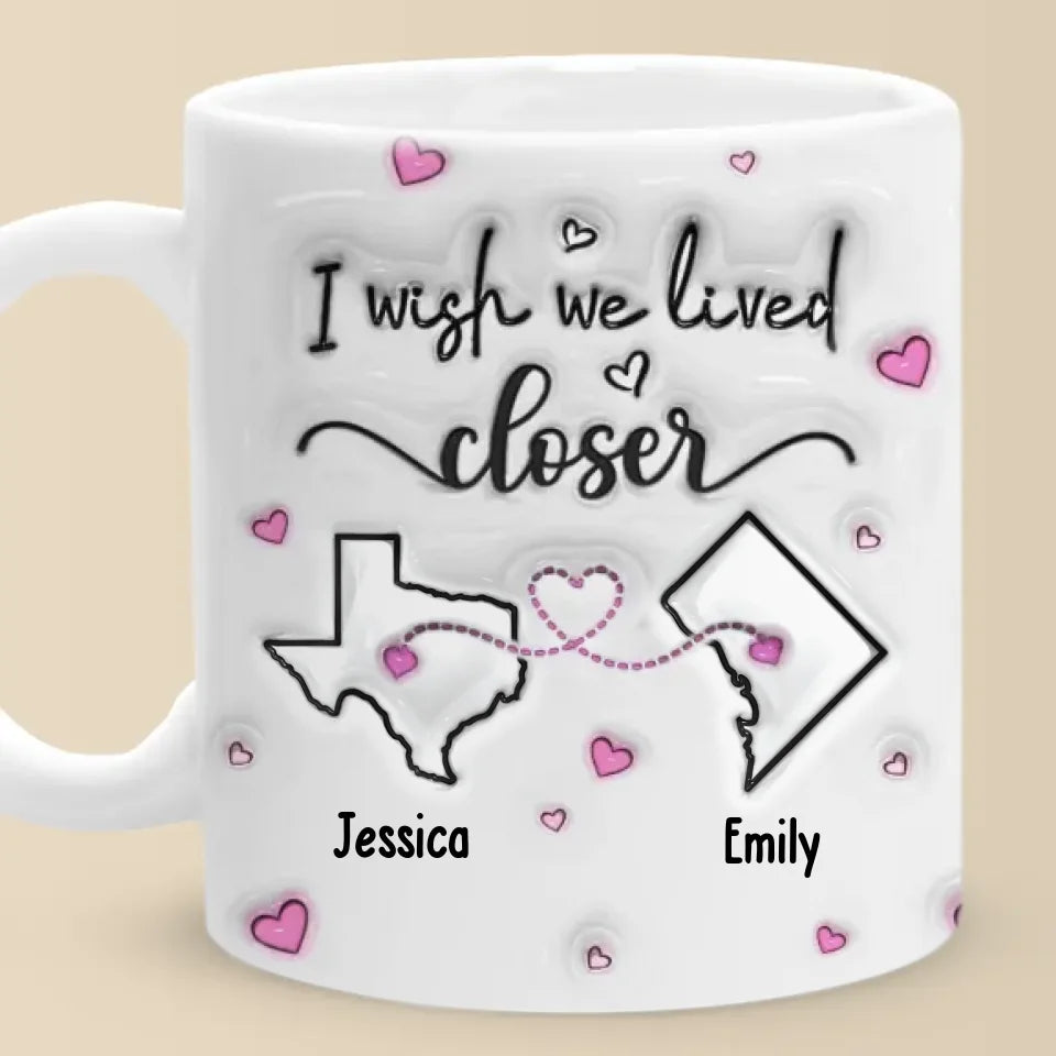 Loin mais jamais oublié - Mug personnalisé effet gonflé 3D imprimé - Cadeau pour meilleures amies, meilleures amies, sœurs