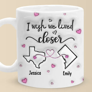 Loin mais jamais oublié - Mug personnalisé effet gonflé 3D imprimé - Cadeau pour meilleures amies, meilleures amies, sœurs