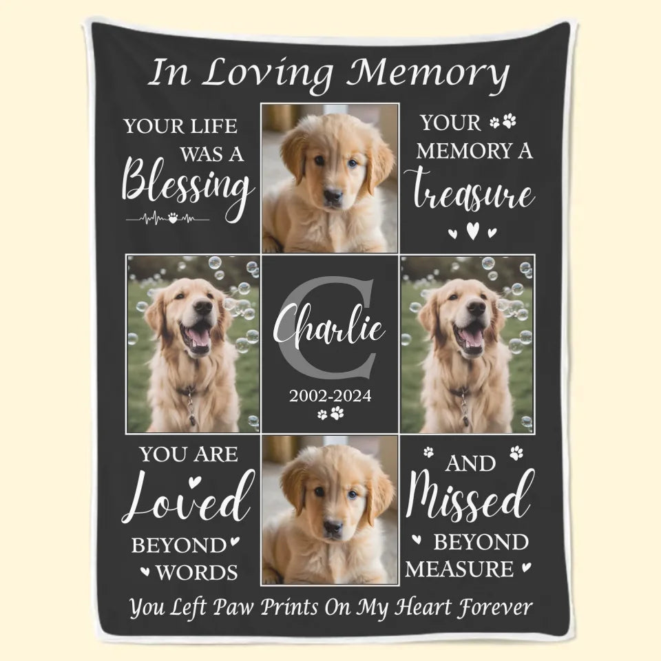 Couverture personnalisée avec photo « Vous êtes aimé au-delà des mots » - Cadeau de condoléances pour les propriétaires d'animaux et les amoureux des animaux