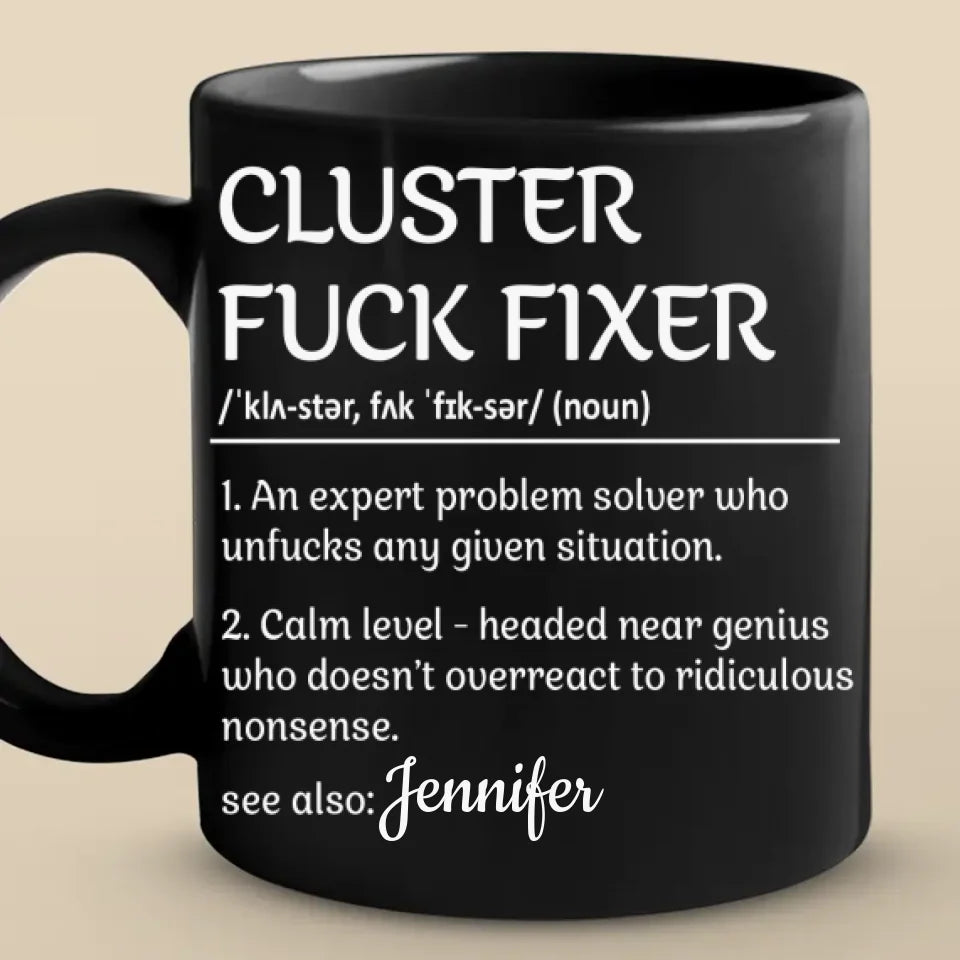 Un expert en résolution de problèmes - Tasse noire personnalisée pour collègue - Cadeau de Noël pour collègues, amis de travail, collègues