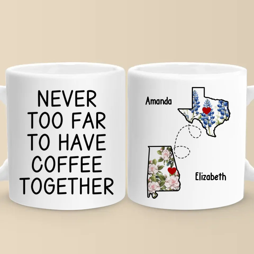 La distance renforce notre amitié - Mug personnalisé Bestie - Cadeau de Noël pour les meilleures amies, BFF, sœurs