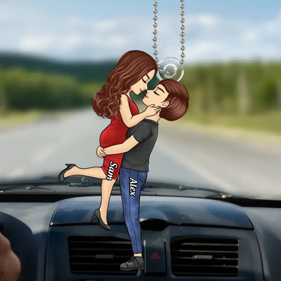 L'amour est l'amour - Ornement de voiture personnalisé pour couple - Forme personnalisée en acrylique - Cadeau pour mari et femme, anniversaire, LGBTQ+