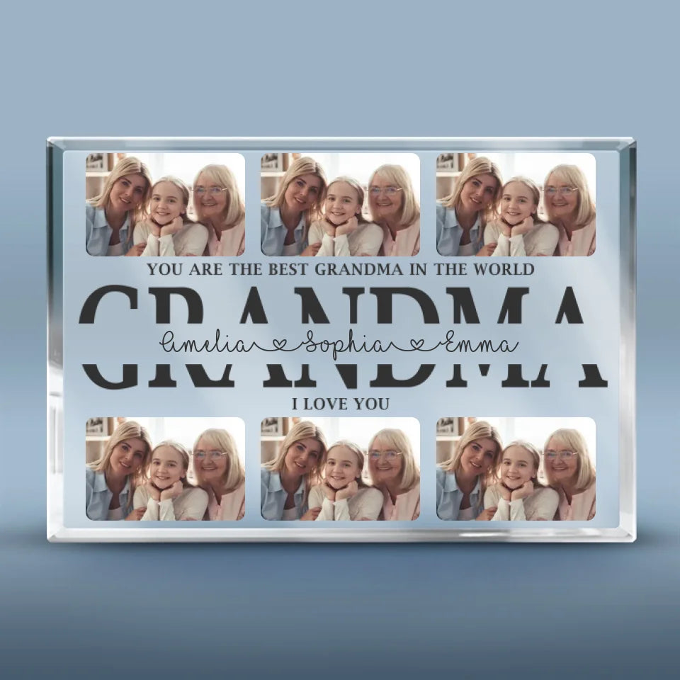 Photo personnalisée « Vous êtes la meilleure grand-mère du monde » - Plaque rectangulaire en acrylique personnalisée pour la famille - Cadeau pour maman et grand-mère