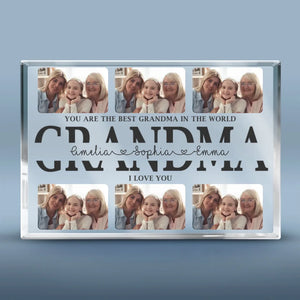 Photo personnalisée « Vous êtes la meilleure grand-mère du monde » - Plaque rectangulaire en acrylique personnalisée pour la famille - Cadeau pour maman et grand-mère