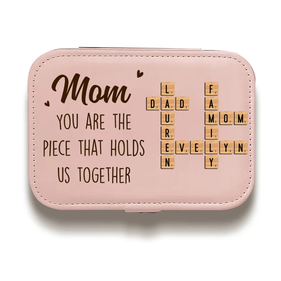 Tu es la pièce qui nous unit - Coffret à bijoux personnalisé pour la famille - Cadeau pour maman et fille