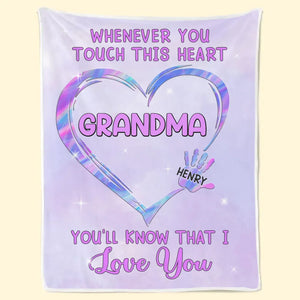 Chaque fois que vous touchez ce cœur - Couverture personnalisée pour la famille - Cadeau pour maman, grand-mère