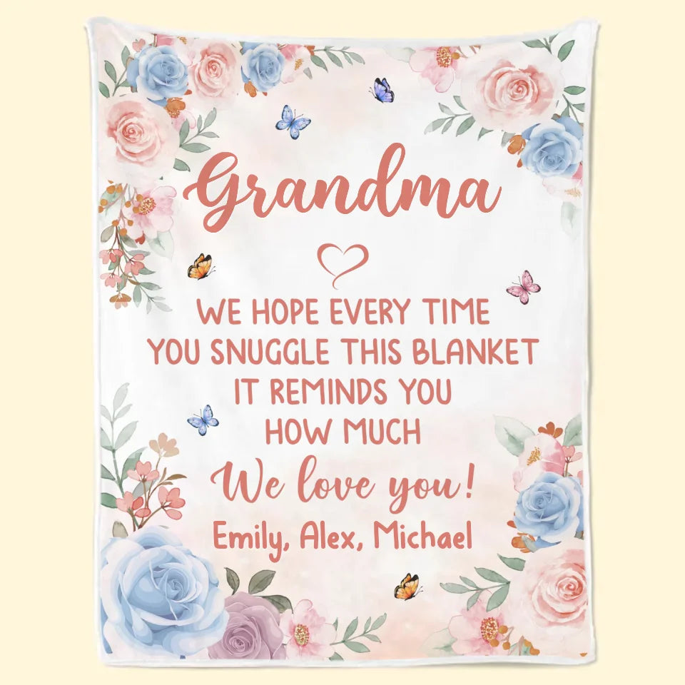 Nous t'aimons grand-mère - Couverture personnalisée pour la famille - Fête des mères, cadeau pour maman, grand-mère
