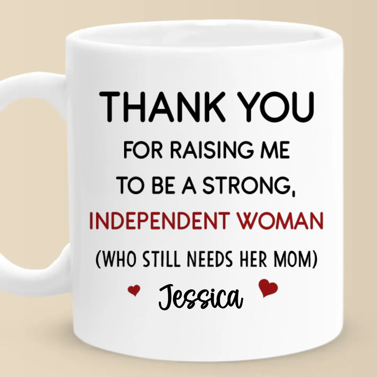 Merci de m'avoir élevée pour être une femme forte - Tasse personnalisée pour la famille - Cadeau pour maman