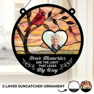 Photo personnalisée célébrant des souvenirs qui brillent de mille feux - Ornement attrape-soleil personnalisé à suspendre à une fenêtre - Cadeau de condoléances pour les membres de la famille