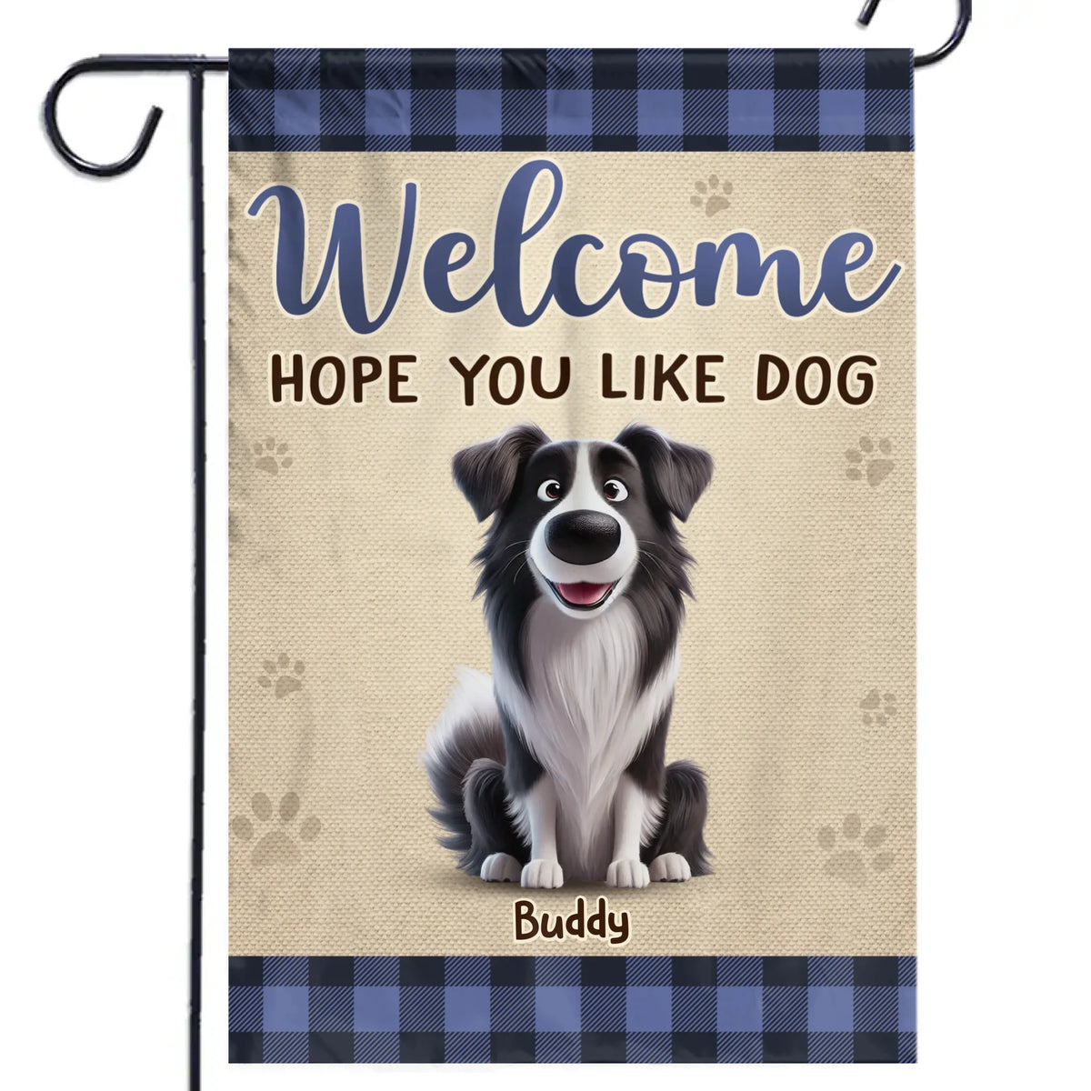 Pattes, jeu, répétition – Drapeau personnalisé pour chien – Cadeau pour propriétaires et amoureux des animaux