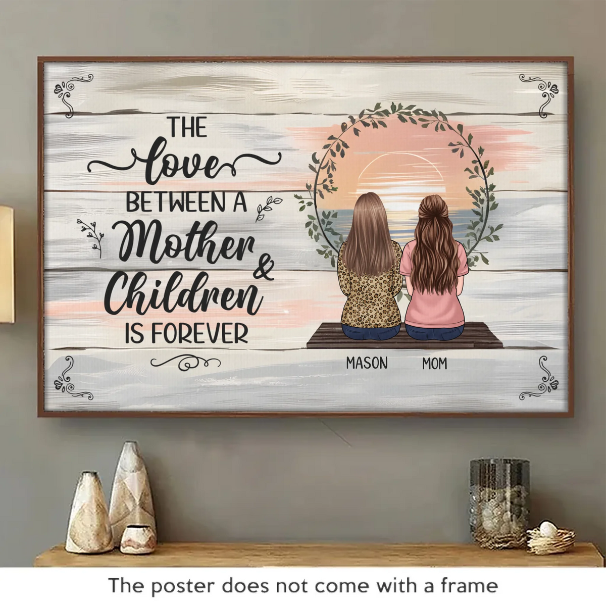 L'amour d'une mère est infini - Affiche horizontale personnalisée pour la famille - Cadeau pour maman