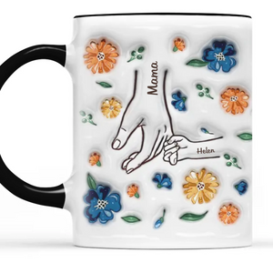 Our Hearts In Mom's Loving Hands - Family Personalized Custom 3D Inflated Effect Printed Mug - New Arrival, Mother's Day, Gift For Mom, Grandma