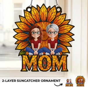 Elle est le soleil qui nous unit - Ornement attrape-soleil personnalisé à suspendre à la fenêtre de la famille - Fête des Mères, cadeau pour maman, grand-mère