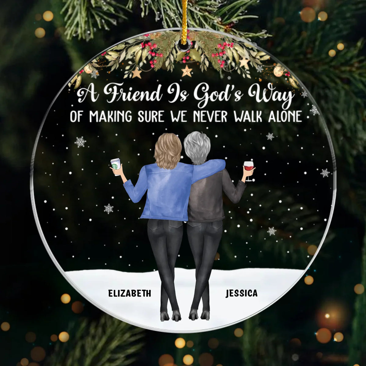 Faites de ce mois de décembre un moment inoubliable ! Décoration personnalisée pour meilleure amie - Forme personnalisée en acrylique - Cadeau de Noël pour meilleures amies, meilleures amies et sœurs