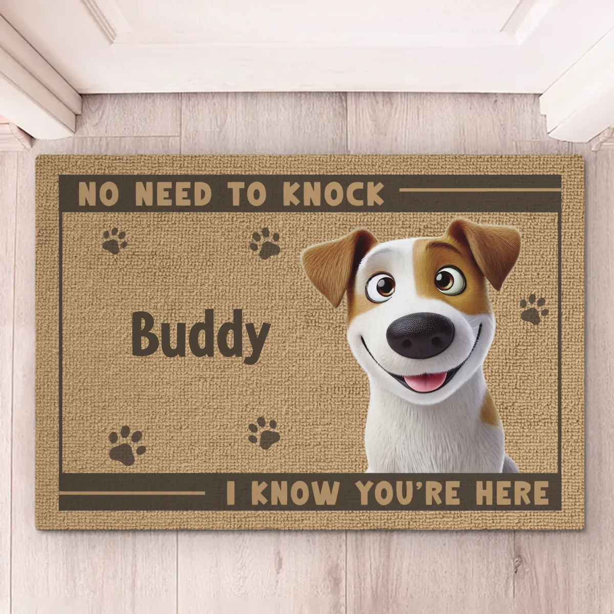 Tapis décoratif personnalisé pour la maison - Cadeaux d'anniversaire personnalisés pour les amoureux des chiens et des chats, les papas et les mamans de chiens, les propriétaires de chats - Paws Before People In This Happy Home