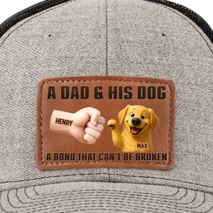 Paws Down, Best Dad Ever - Dog Personalized Custom Leather Patch Hat - Father's Day, Gift For Pet Owners, Pet Lovers