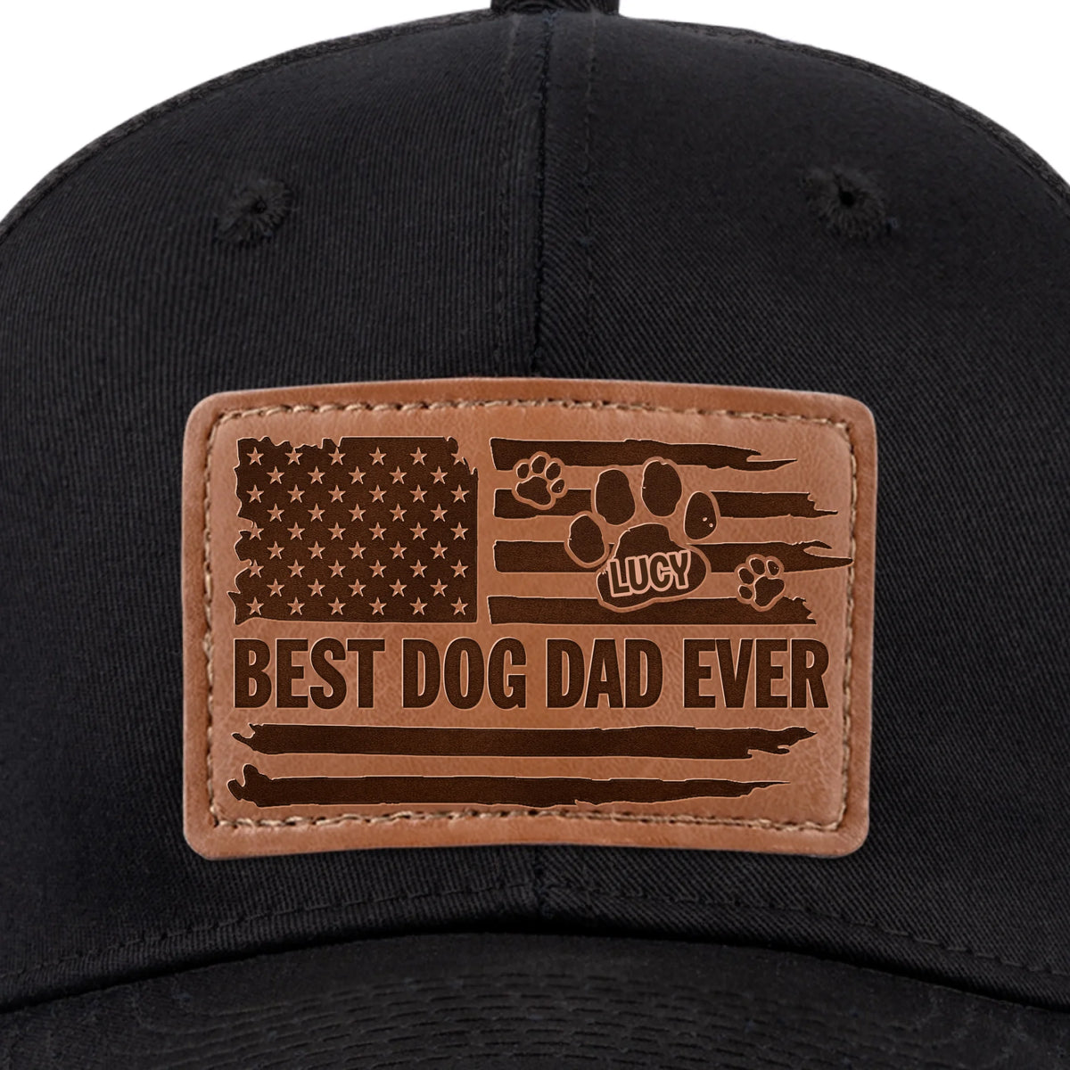 Raised By Paws, Loved By All - Dog Personalized Custom Leather Patch Hat - Father's Day, Gift For Pet Owners, Pet Lovers