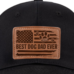 Raised By Paws, Loved By All - Dog Personalized Custom Leather Patch Hat - Father's Day, Gift For Pet Owners, Pet Lovers