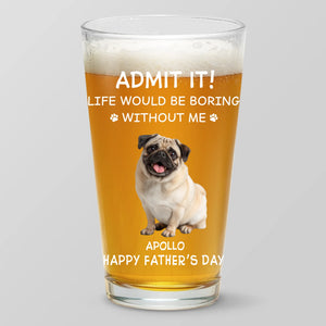 Verre à bière personnalisé avec photo « Caresse-moi, nourris-moi, aime-moi » – Cadeau pour chien et chat – Fête des pères, pour les propriétaires d'animaux et les amoureux des animaux