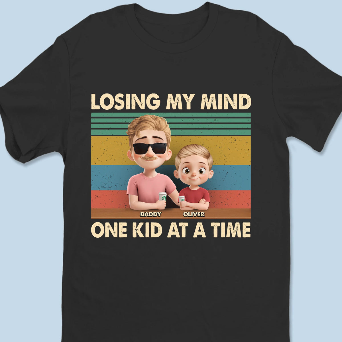 Juste un papa qui essaie de ne pas le perdre - T-shirt unisexe personnalisé pour la famille, T-shirt premium, sweat à capuche - Fête des pères, cadeau pour papa, grand-père