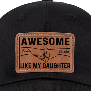 Tiny Hands, Big Love - Family Personalized Custom Leather Patch Hat - Father's Day, Gift For Dad, Daughter
