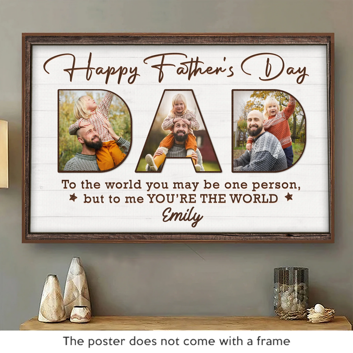 Photo personnalisée « Vous rendez notre monde complet » - Affiche horizontale personnalisée pour la famille - Cadeau pour la fête des pères, papa, grand-père