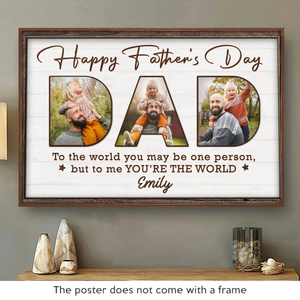 Photo personnalisée « Vous rendez notre monde complet » - Affiche horizontale personnalisée pour la famille - Cadeau pour la fête des pères, papa, grand-père