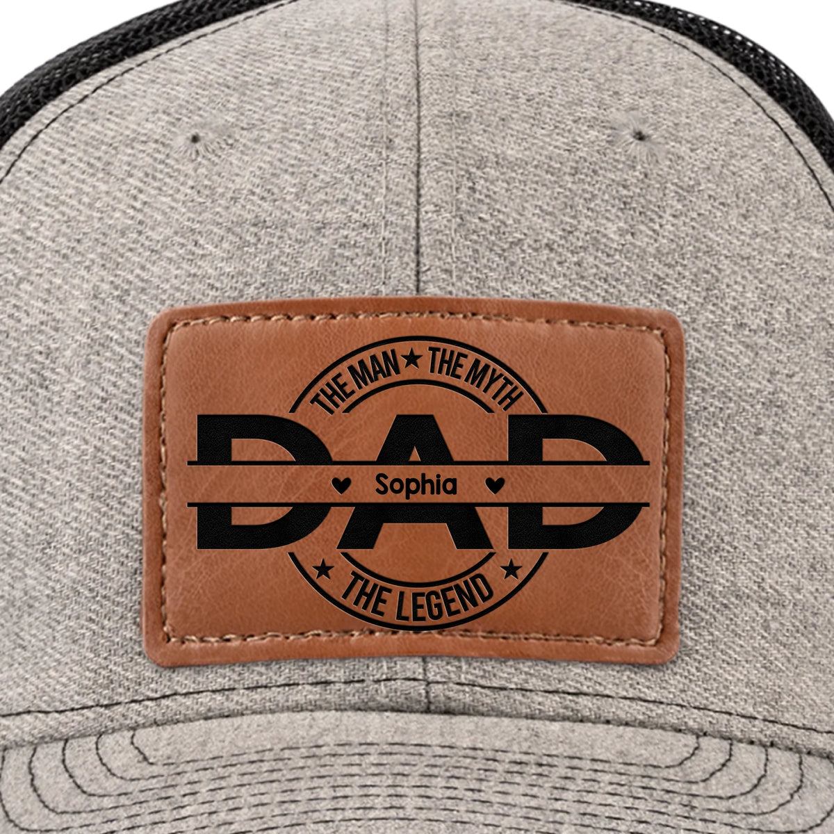 Father First Always Hero - Family Personalized Custom Leather Patch Hat - Father's Day, Gift For Dad, Grandpa
