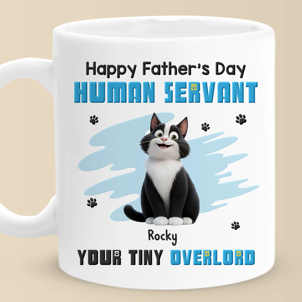 Tasse personnalisée « Ma patte est sur ton cœur pour toujours » - Cadeau pour la fête des pères, pour les propriétaires d'animaux et les amoureux des animaux
