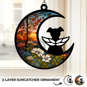 Je t'aime avec chaque empreinte de patte - Ornement attrape-soleil à suspendre pour fenêtre commémorative - Cadeau de condoléances pour les propriétaires et les amoureux des animaux