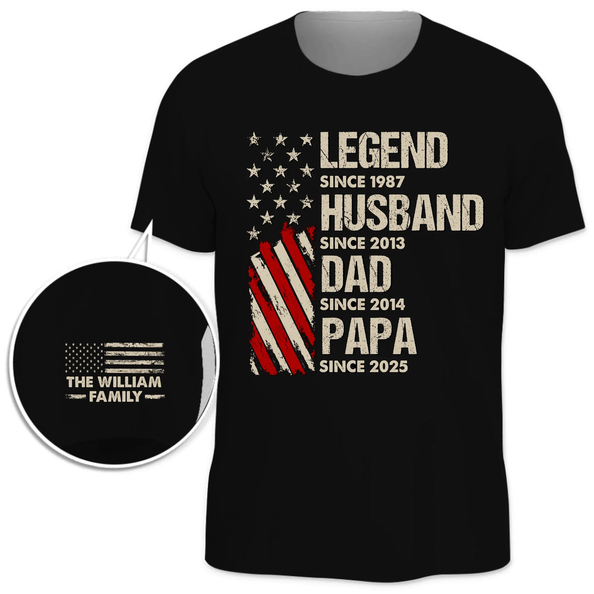 La vie d'un homme véritable - T-shirt unisexe personnalisé avec motif sur la manche - 4 juillet, cadeau pour papa, grand-père