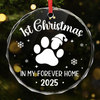 Décoration en verre ronde – Cadeaux d'anniversaire de Noël pour les amoureux des chiens et des chats, les papas et les mamans de chiens, les propriétaires de chats – Mon premier Noël à la maison