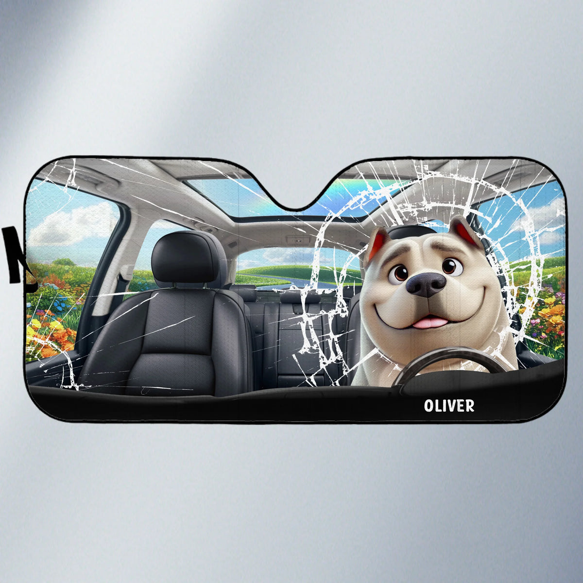 Pare-soleil personnalisé pour pare-brise de voiture, protection de fenêtre de voiture - Cadeaux d'anniversaire personnalisés pour les amoureux des chiens, papa et maman de chiens - Trop cool pour freiner