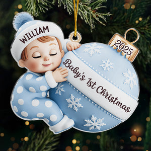 Décoration acrylique personnalisée - Cadeaux de naissance personnalisés pour les jeunes mamans, les nouveaux papas et les nouveaux parents - La magie du premier Noël commence